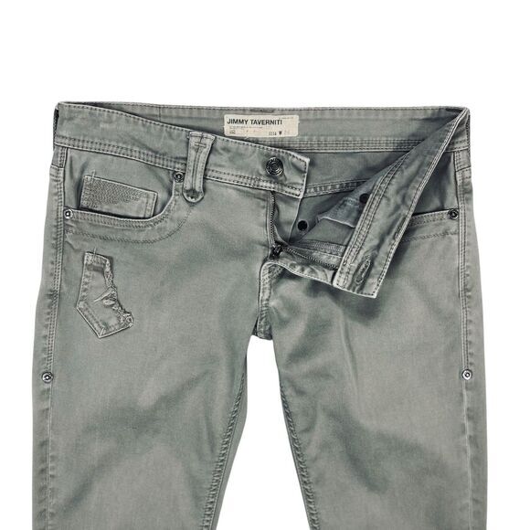 Jimmy Taverniti Jeans Womens Size 26 Gray Distressed Stretchy Retro Ankle Zip - Picture 3 of 16